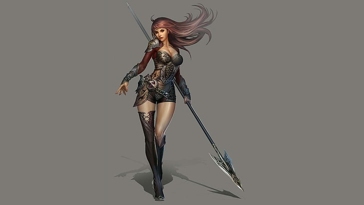 Fantasy, Women Warrior, Spear, Warrior, Woman, HD wallpaper