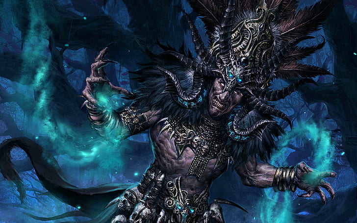 Witch Doctor - Diablo III, monster illustration, games, 2880x1800, diablo, diablo iii, HD wallpaper