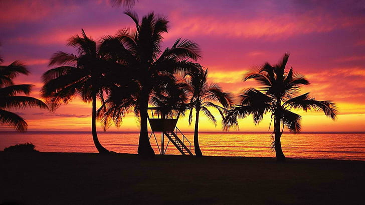 Закат Гавайи Оаху фоновые изображения, восход - закат, фон, Гавайи, изображения, Оаху, закат, HD обои