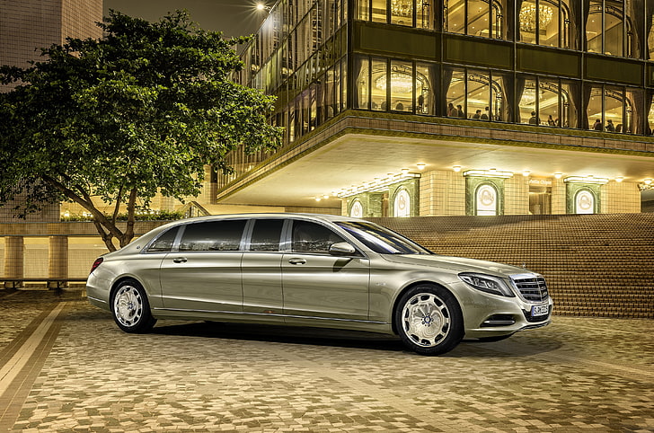 gray limousine, Mercedes, Maybach, Pullman, 2016, S 600, VV222, HD wallpaper