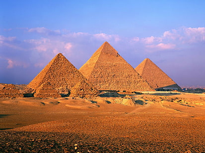 Pyramids of Giza, pyramid, Egypt, ancient, desert, HD wallpaper HD wallpaper