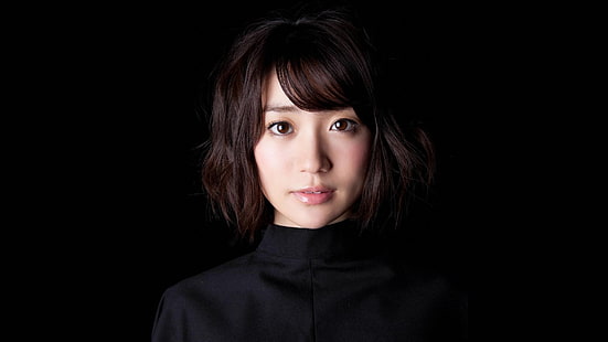 жени, модел, азиатски, портрет, черен фон, Юко Ошима, akb48, HD тапет HD wallpaper