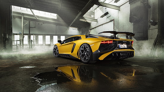 желтый автомобиль, автомобиль, транспортное средство, спортивный автомобиль, суперкар, Lamborghini Aventador, Lamborghini, роскошный автомобиль, HD обои HD wallpaper
