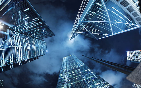 Hong Kong, Hong Kong, gehend in die Stadt, Nacht, Wolken, Hong Kong, Hong Kong, gehend in die Stadt, Nacht, Wolken, HD-Hintergrundbild HD wallpaper