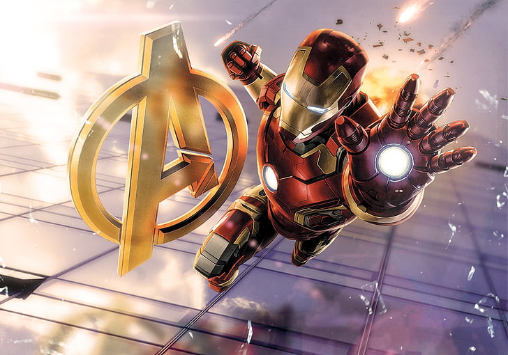 Tapeta Iron Mana, Iron Man, potłuczone szkło, superbohater, Avengers: Age of Ultron, Marvel Comics, The Avengers, Tapety HD