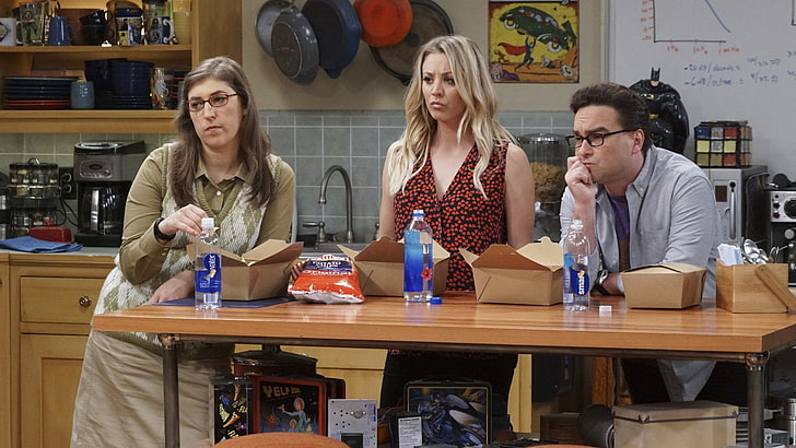 Serie TV, The Big Bang Theory, Amy Farrah Fowler, Johnny Galecki, Kaley Cuoco, Leonard Hofstadter, Mayim Bialik, Penny (The Big Bang Theory), Sfondo HD