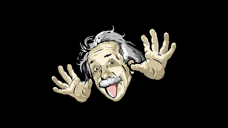 Albert Einstein clip art, humor, Albert Einstein, kartun, Wallpaper HD