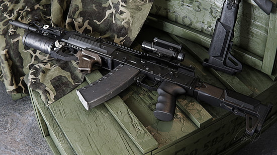 Kamuflaż, AK-12, Pudełko, Granatnik, projekt AK-12 Zlobina, Tapety HD HD wallpaper