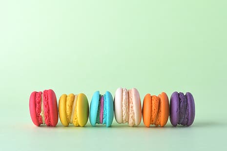 warna warni, makanan penutup, pink, kue, manis, cerah, kue serabi, prancis, macaron, Wallpaper HD HD wallpaper