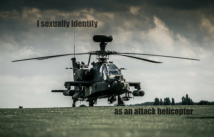 64D, Attack helicopters, Boeing Apache AH, gender, humor, HD wallpaper