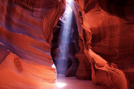 Antelope Canyon, red canyon cave, rock, sunlight, mountains, colors, nature and landscapes, HD wallpaper HD wallpaper