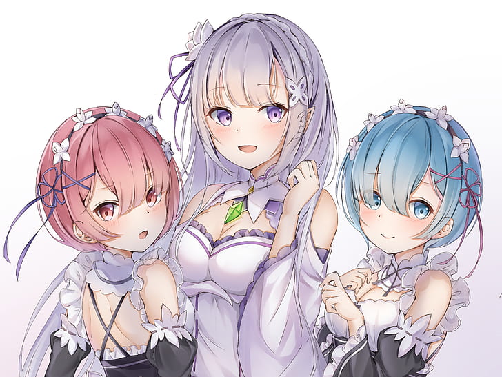 Anime, Re: ZERO -Starting Life in Another World-, Emilia (Re: ZERO), Ram (Re: ZERO), Rem (Re: ZERO), HD тапет