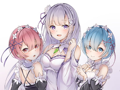 Anime, Re: ZERO -Starting Life in Another World-, Emilia (Re: ZERO), Ram (Re: ZERO), Rem (Re: ZERO), Fond d'écran HD HD wallpaper