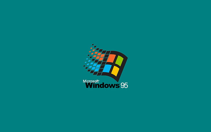 minimalis, vintage, Microsoft Windows, latar belakang hijau, logo, latar belakang sederhana, komputer, jendela, sistem operasi, Microsoft, sederhana, Windows 95, nostalgia, Wallpaper HD