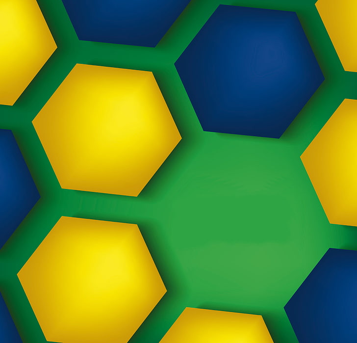 colorful, abstract, background, hexagons, brasil style, HD wallpaper