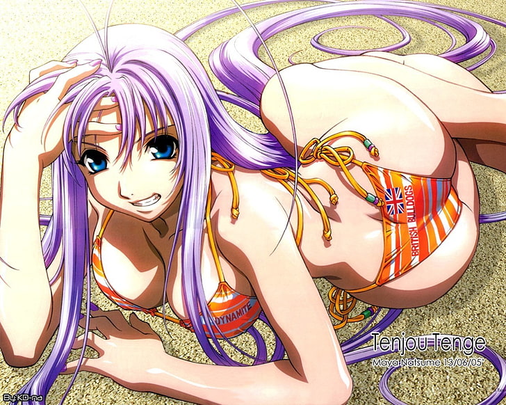 Fondo de pantalla de personaje de anime femenino de pelo púrpura, Anime, Tenjho Tenge, Fondo de pantalla HD