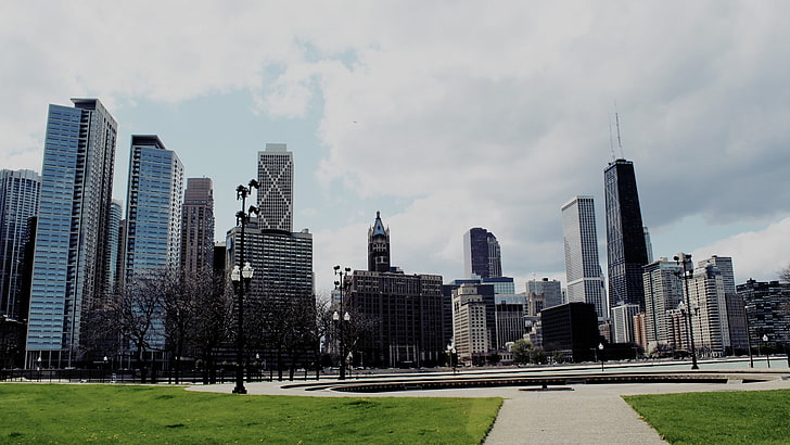盛り合わせ高層ビル、都市景観、シカゴ、 HDデスクトップの壁紙