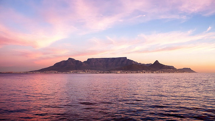 Ciudad del Cabo, Table Mountain, Sudáfrica, mar, nubes, Fondo de pantalla HD