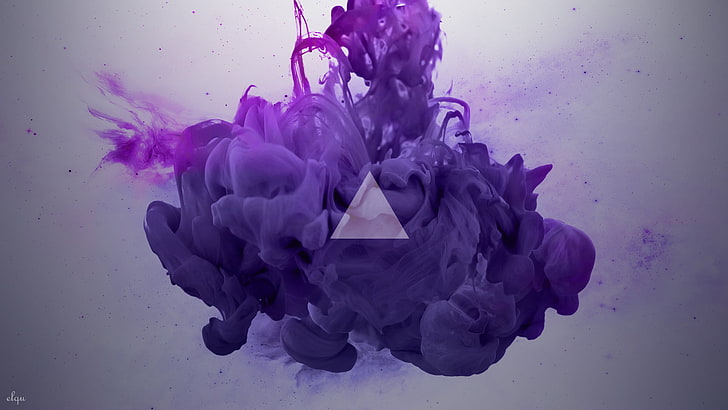 purple smoke digital wallpaper, ink, smoke, abstract, digital art, purple, Alberto Seveso, paint in water, HD wallpaper