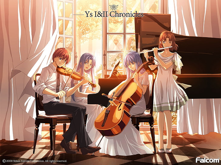 YS 1 and 2 Chronicles wallpaper, boy, girl, room, musical instruments, HD wallpaper