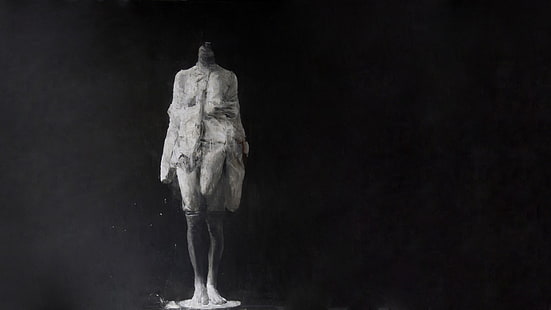 manteau blanc et gris, peinture, déprimant, horreur, tristesse, peinture à l'huile, sans tête, Fond d'écran HD HD wallpaper