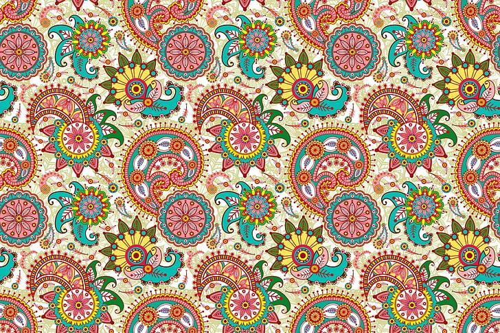 multicolored paisley digital wallpaper, pattern, color, East, HD wallpaper