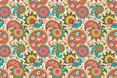 วอลล์เปเปอร์ดิจิตอล Paisley หลากสี, รูปแบบ, สี, ตะวันออก, วอลล์เปเปอร์ HD HD wallpaper