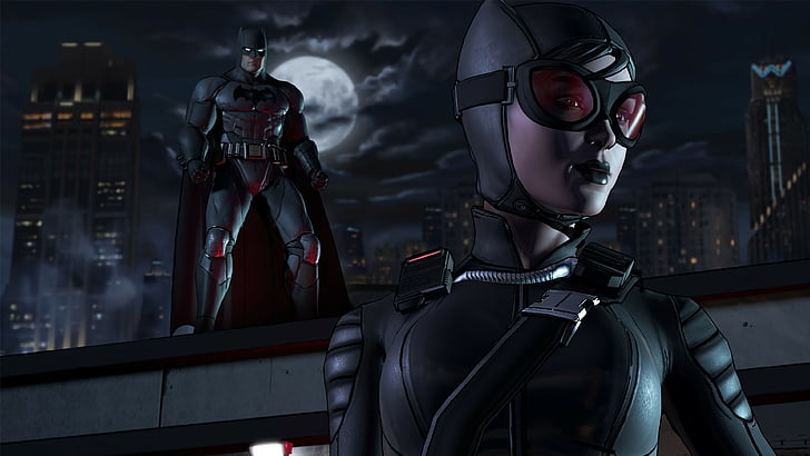 Batman and woman wearing black latex suit illustration, Batman: The Telltale Series, batman, catwoman, best games, HD wallpaper