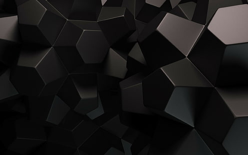 3D, 2560x1600, шестиугольник, черный, HD, 4K, HD обои HD wallpaper