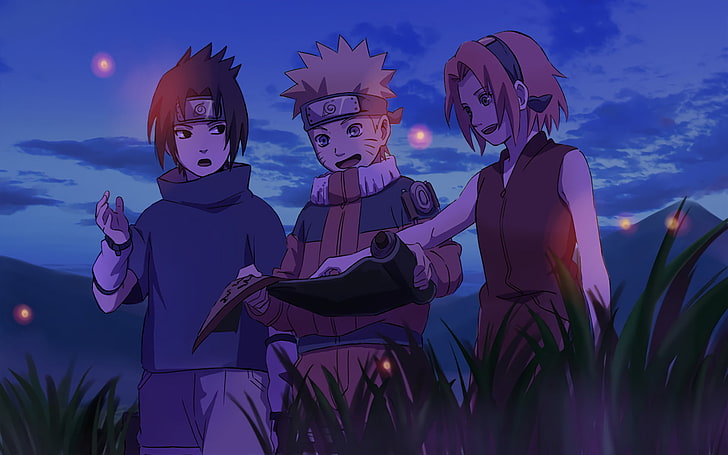 Anime, Naruto, Naruto Uzumaki, Sakura Haruno, Sasuke Uchiha, Fond d'écran HD