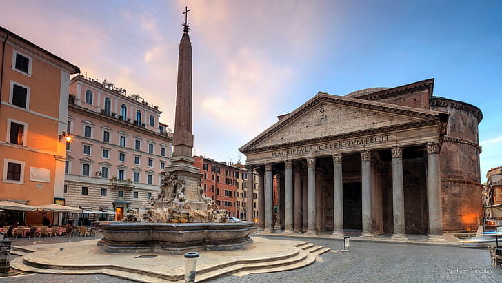Pantheon, Roma, Italia, Tengara, Wallpaper HD