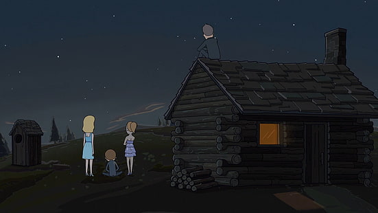casa de madeira marrom, Rick e Morty, Adult Swim, desenho animado, Morty Smith, Beth Smith, HD papel de parede HD wallpaper