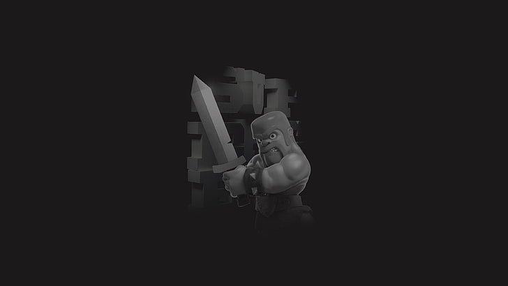 clash of clans, supercell, games, 2017 games, hd, 4k, black and white, monochrome, HD wallpaper