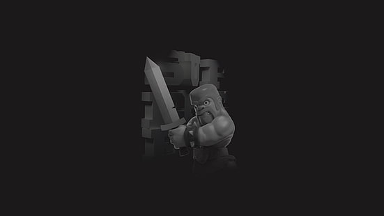 clash of clans، supercell، games، 2017 games، hd، 4k، black and white، monochrome، خلفية HD HD wallpaper