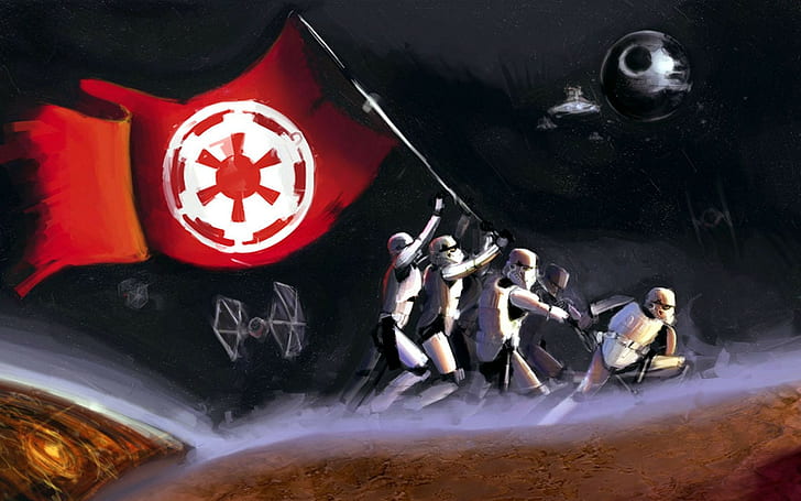 stormtrooper, bandera, ilustraciones, Death Star, Star Wars, Fondo de pantalla HD
