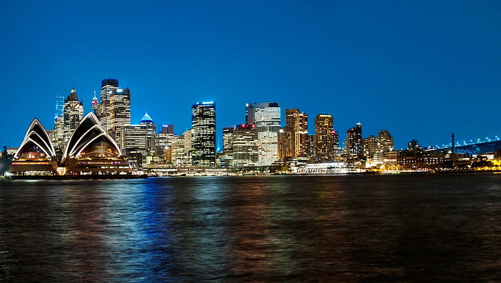 Cities, Sydney, Australia, Building, City, Night, Skyscraper, Sydney Opera House, HD wallpaper