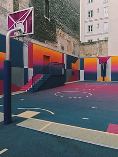 バスケットボール、バスケットボールコート、スポーツ、都市、 HDデスクトップの壁紙 HD wallpaper