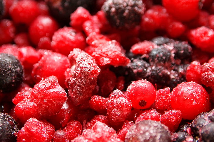 close up photo of red fruits, close up, photo, red, frozen  fruit, berries, raspberries, cherries, colourful, take  aim, challenge, food, raspberry, fruit, berry Fruit, freshness, close-up, ripe, nature, blueberry, organic, healthy Eating, HD wallpaper
