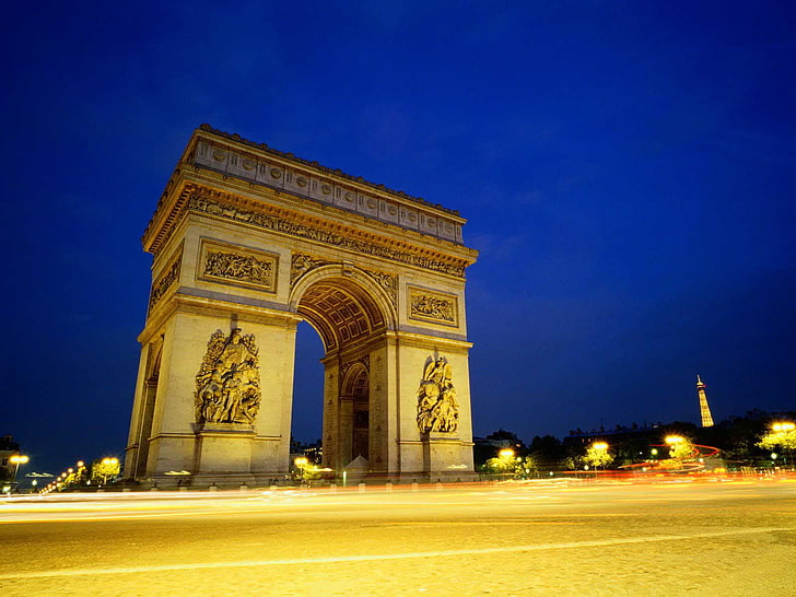 Arc De Triomphe At Night, Indian arch wallpaper, Cityscapes, cityscape, paris, HD wallpaper