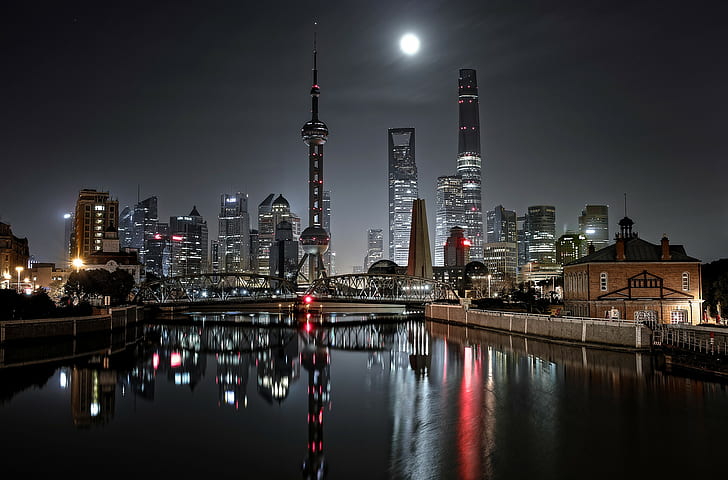 上海 中国 夜景 Hdデスクトップの壁紙 Wallpaperbetter