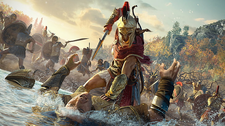 papel de parede de gladiador, videogames, arte de videogame, Assassin's Creed Odyssey, Assassin's Creed, império romano, Roma antiga, Grécia antiga, Kassandra, HD papel de parede
