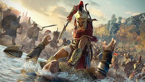 tapeta gladiatora, gry wideo, grafika gier wideo, Assassin's Creed Odyssey, Assassin's Creed, imperium rzymskie, starożytny Rzym, starożytna grecja, Kassandra, Tapety HD HD wallpaper