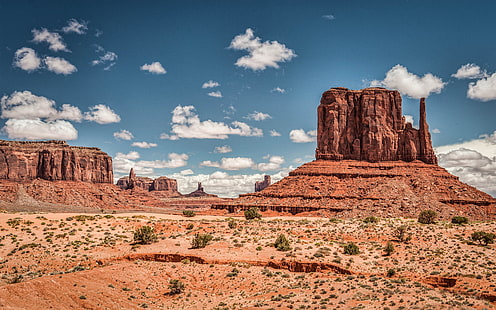 East Mitten และ Merrick Butte West Mitten Monument Valley Desert Scenery Red Sand Buttes หินทรายสูงระหว่าง Arizona และ Utah Wallpaper Hd 4256 × 2660, วอลล์เปเปอร์ HD HD wallpaper
