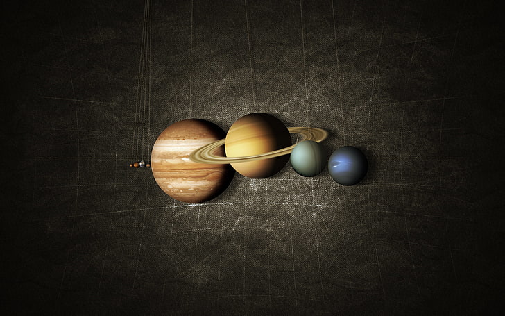 четири различни планети, планета, карта, Сатурн, Земя, Марс, Юпитер, Нептун, Меркурий, Венера, система, слънчева, Уран, на низ, HD тапет