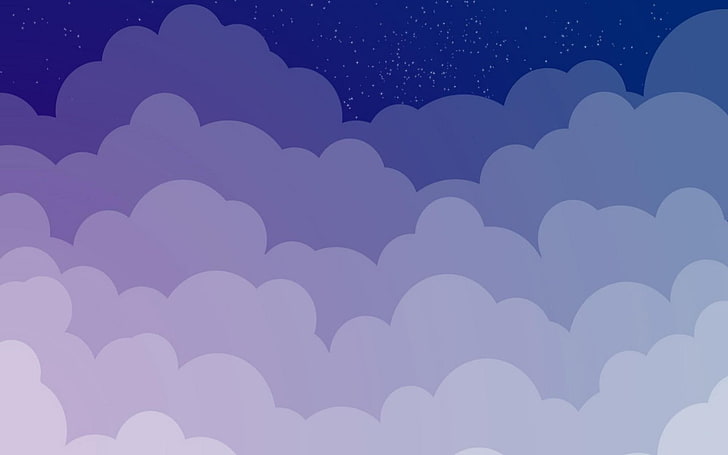 Minimalismus, Wolken, Blau, digitale Kunst, Fantasie, Sterne, HD-Hintergrundbild
