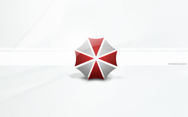 logo ombrello grigio e rosso, logo, ombrello, Resident Evil: Retribution, umbrella corporation, sfondi ufficiali, Resident evil 5: Retribution, Sfondo HD