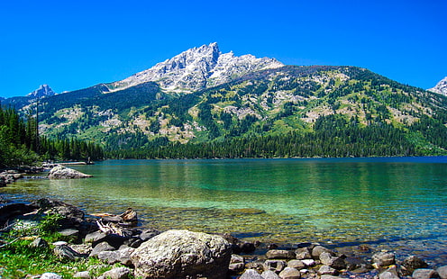 Emerald Lake, Parco Nazionale Grand Teton, Wyoming, Stati Uniti, montagne, Smeraldo, Lago, Grand, Teton, Nazionale, Parco, Wyoming, Stati Uniti, Montagne, Sfondo HD HD wallpaper