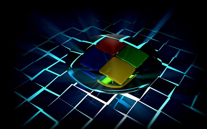 Logotipo de Microsoft, Windows 7, ligero, brillante, Fondo de pantalla HD