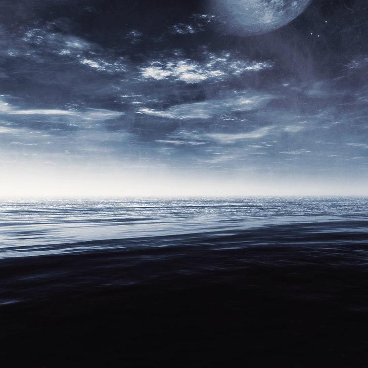 Horizont, Ozean, Meerblick, Abenddämmerung, HD-Hintergrundbild