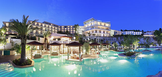 Best hotels, booking, pool, vacation, Croatia, travel, Hotel amfora, tourism, Hvar, resort, HD wallpaper HD wallpaper